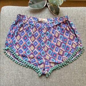 🎉 Vintage 70s inspired Confetti High wasted Pom Pom shorts, Size: L